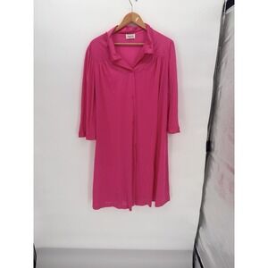 Vtg Vanity Fair Nightgown Women XL Pink Nylon USA Grannycore Barbie Satin Flower